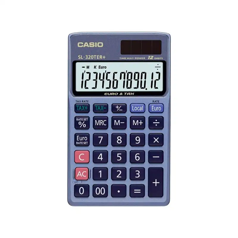 Calculadora Casio Sl-320ter Bolsillo 12 Digitos Tax +/- Azul