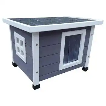 Casa De Exterior Para Gato Madera Gris Y Blanco 57x45x43 Cm @pet