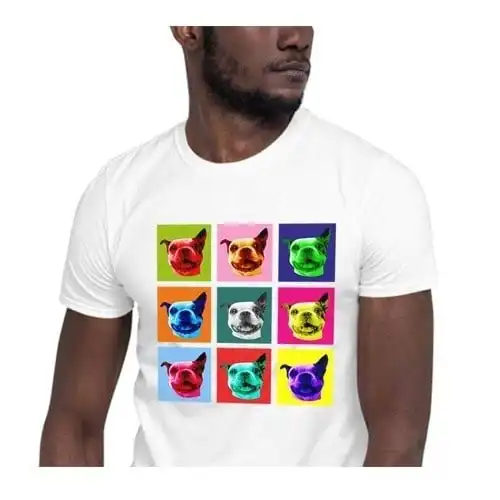 Mascochula camiseta hombre warhol personalizada con tu mascota blanco