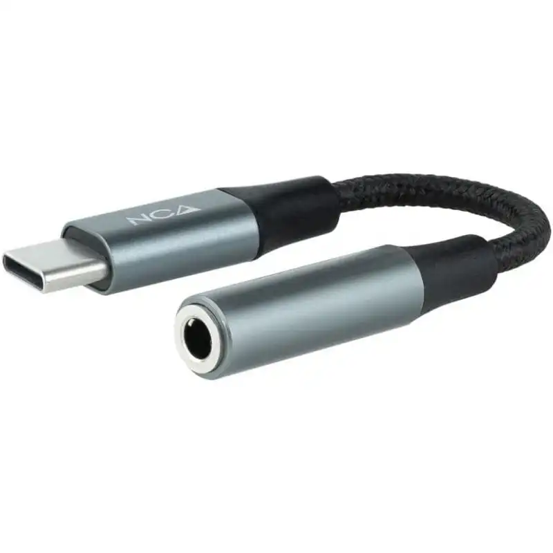 Nanocable Adaptador de Audio USB-C a Jack 3.5 Macho/Hembra 11cm Gris/Negro