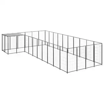 Perrera Exterior | Jaula Para Perro | Parque Para Mascotas Negra 13,31 M² Acero Cfw783991