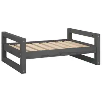 Cama Para Perros Madera Maciza De Pino Gris 75,5x55,5x28 Cm Vidaxl