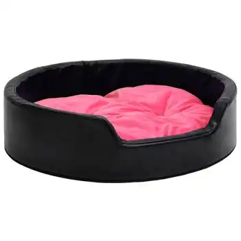 Cama De Perros Felpa Y Cuero Sintético Negro Y Rosa 99x89x21 Cm Vidaxl