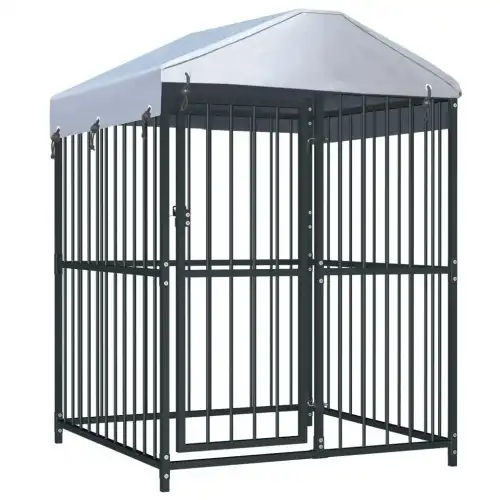Perrera de exterior con toldo para mascotas color Negro