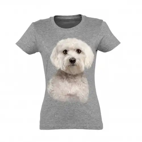 Camiseta Mujer Bichón Maltés color Gris