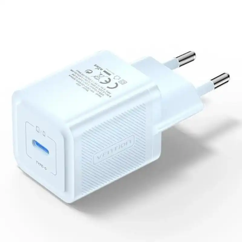 Vention FEPL0-EU GaN Charger EU Cargador de Pared USB-C 20W Azul