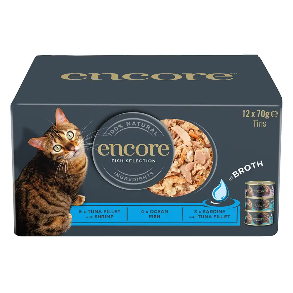 Encore latas en caldo 12 x 70 g para gatos - Pack mixto: selección de pescado