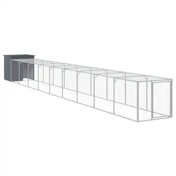 Gallinero Con Corral Acero Galvanizado Gris 110x1017x110 Cm Vidaxl