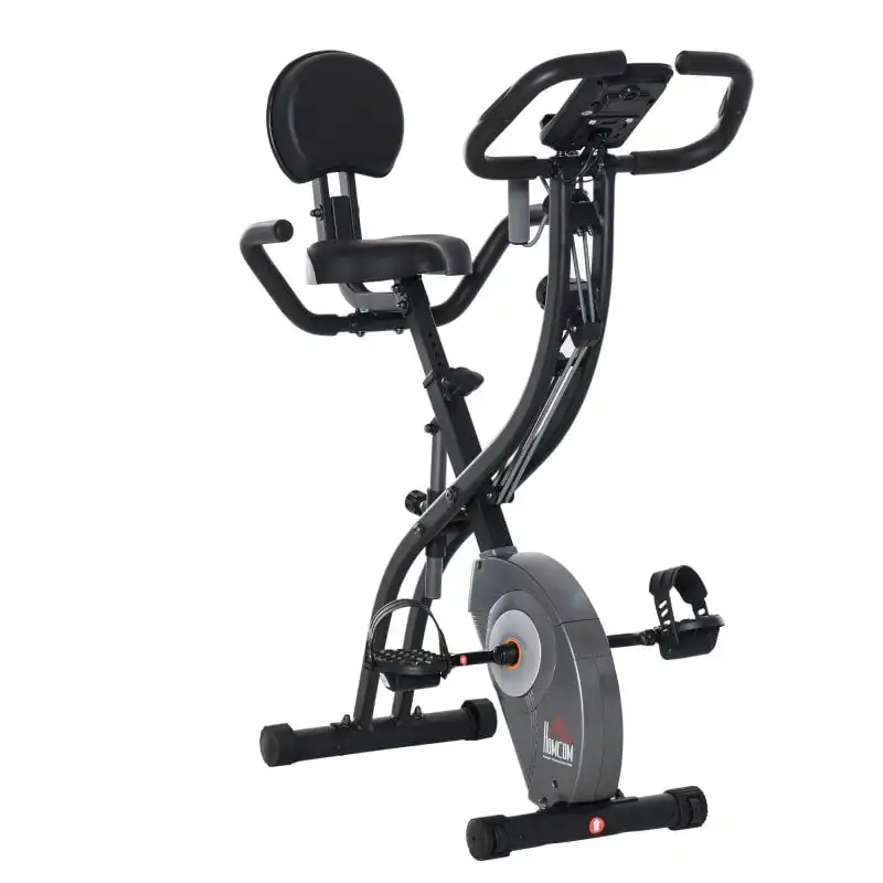 Homcom Bicicleta Estática Plegable Negra/Gris