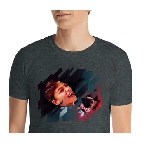 Mascochula camiseta hombre electronic personalizada con tu mascota gris oscuro