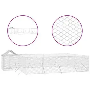 Perrera De Exterior Con Toldo Acero Galvanizado Plata 10x6x2,5m Vidaxl