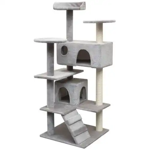 Rascador con poste de sisal para gatos color Gris