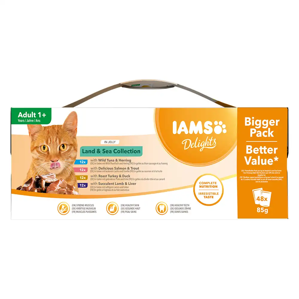 IAMS Delights Adult Tierra y Mar 48 x 85 g - en gelatina