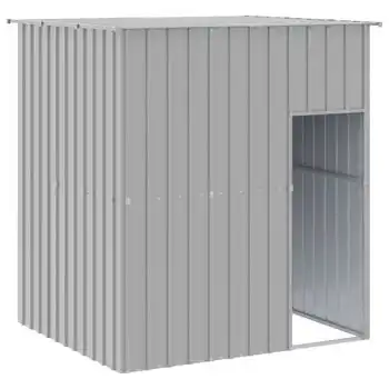 Caseta Perros Tejado Acero Galvanizado Gris Claro 165x153x181cm Vidaxl