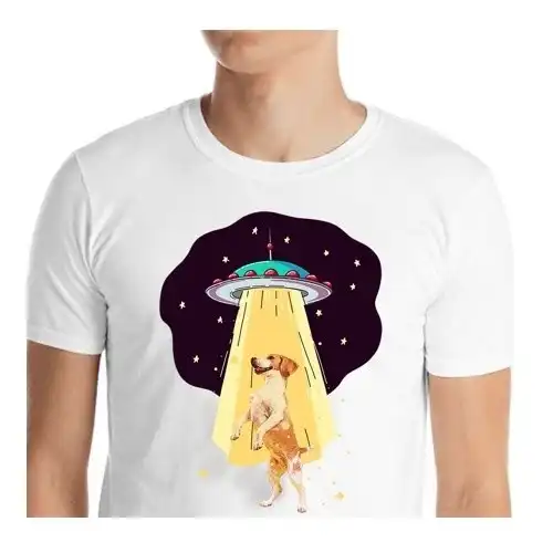 Mascochula camiseta hombre abduction personalizada con tu mascota blanco