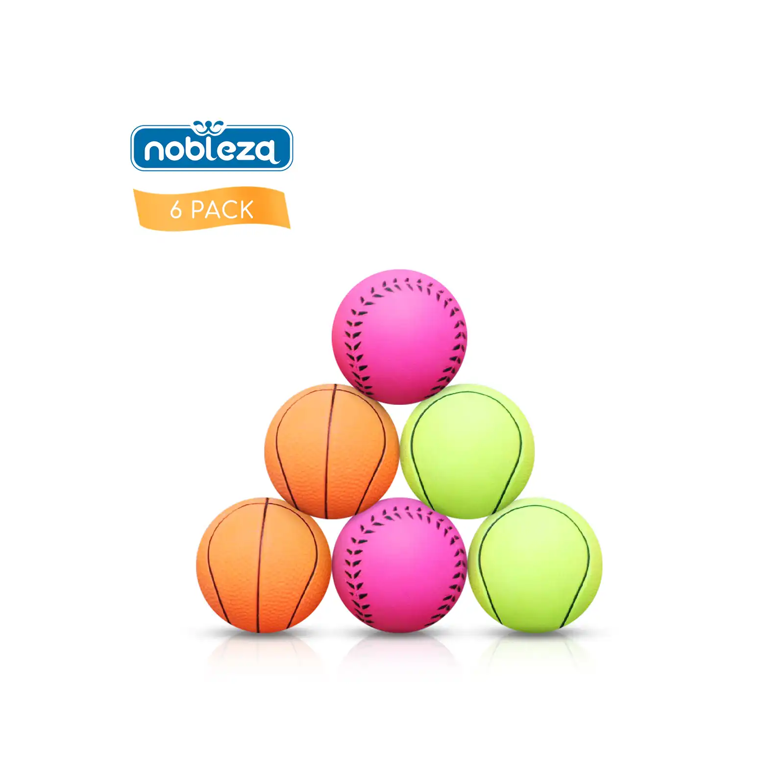 Nobleza Pelota Perro, 6 unidads Pelota  Perro Interactivo, Resistente Pelota de Caucho Natural para Perros, Bola Interactivo Perros para Perros Pequeños Medianos y Perros Grandes 7.2CM