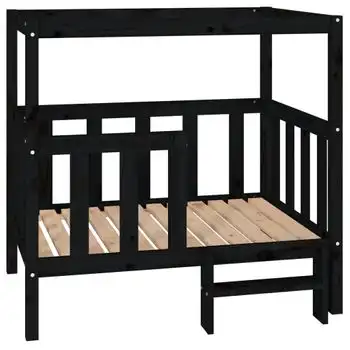 Cama Para Perros Madera Maciza De Pino Negro 105,5x83,5x100 Cm Vidaxl