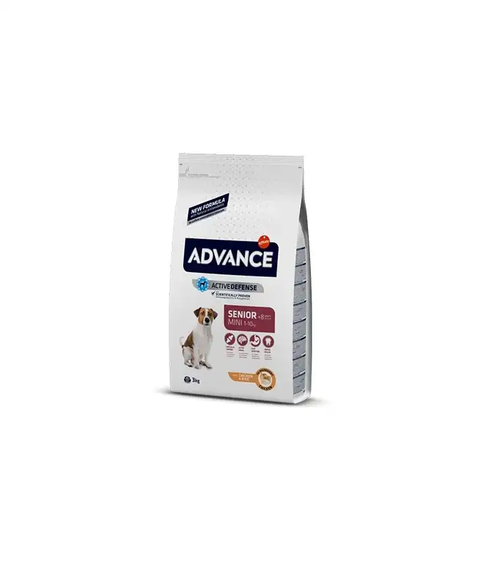 Advance Senior Small Pollo y Arroz 3kg pienso perros mayores de razas pequeñas, Peso 1.5 Kg.