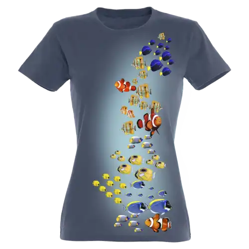 Camiseta Mujer Peces de colores color Azul