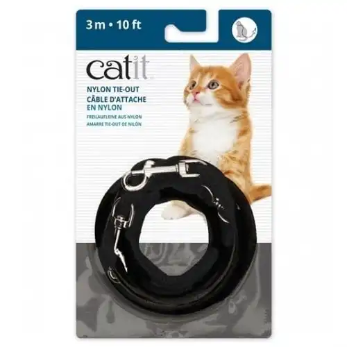 Correa de nylon Tie-Out para gatos color Negro