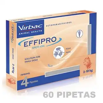 Effipro Spot On 60 Pipetas Antiparasitarias De 67 Mg Para Perros Pequeños