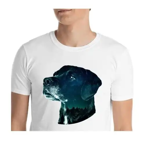 Mascochula camiseta hombre noche estrellada personalizada con tu mascota blanco