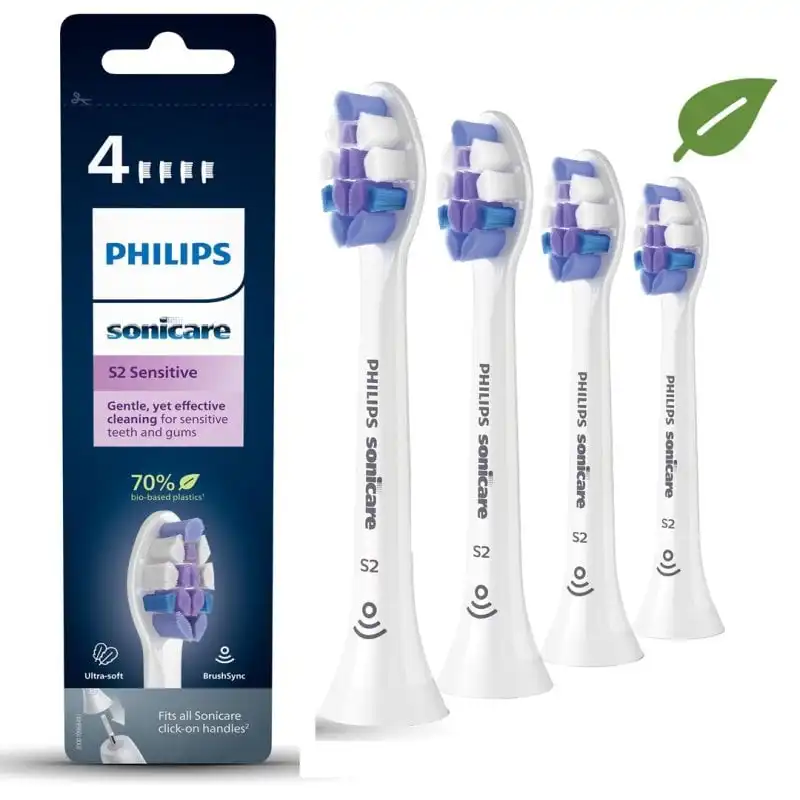 Philips S2 Sensitive Hx6054/10 4 Cabezales de Cepillo Sónico Intercambiables Ultra Suaves