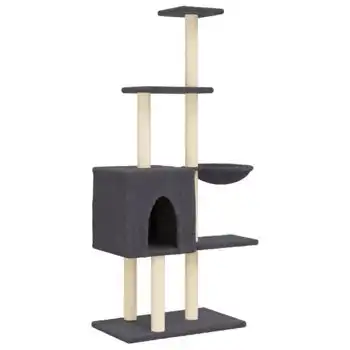 Rascador Para Gatos Con Postes De Sisal Gris Oscuro 145 Cm Vidaxl