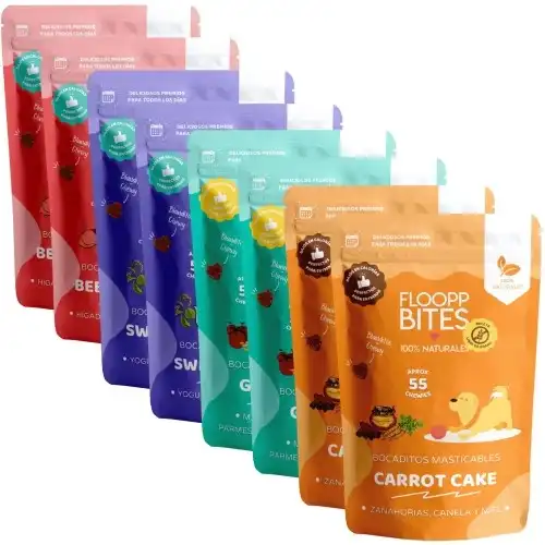 FlooppBITES soft snacks naturales pack de 4 sabores para perros