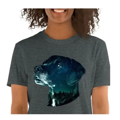 Mascochula camiseta mujer noche estrellada personalizada con tu mascota gris oscuro