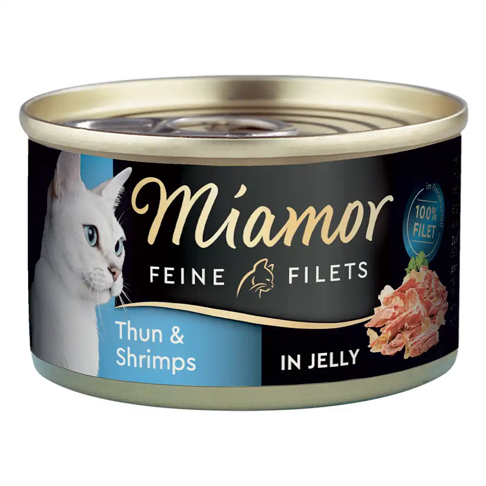 Miamor Filetes Finos en gelatina  - 6 x 100 g - Atún claro y gambas