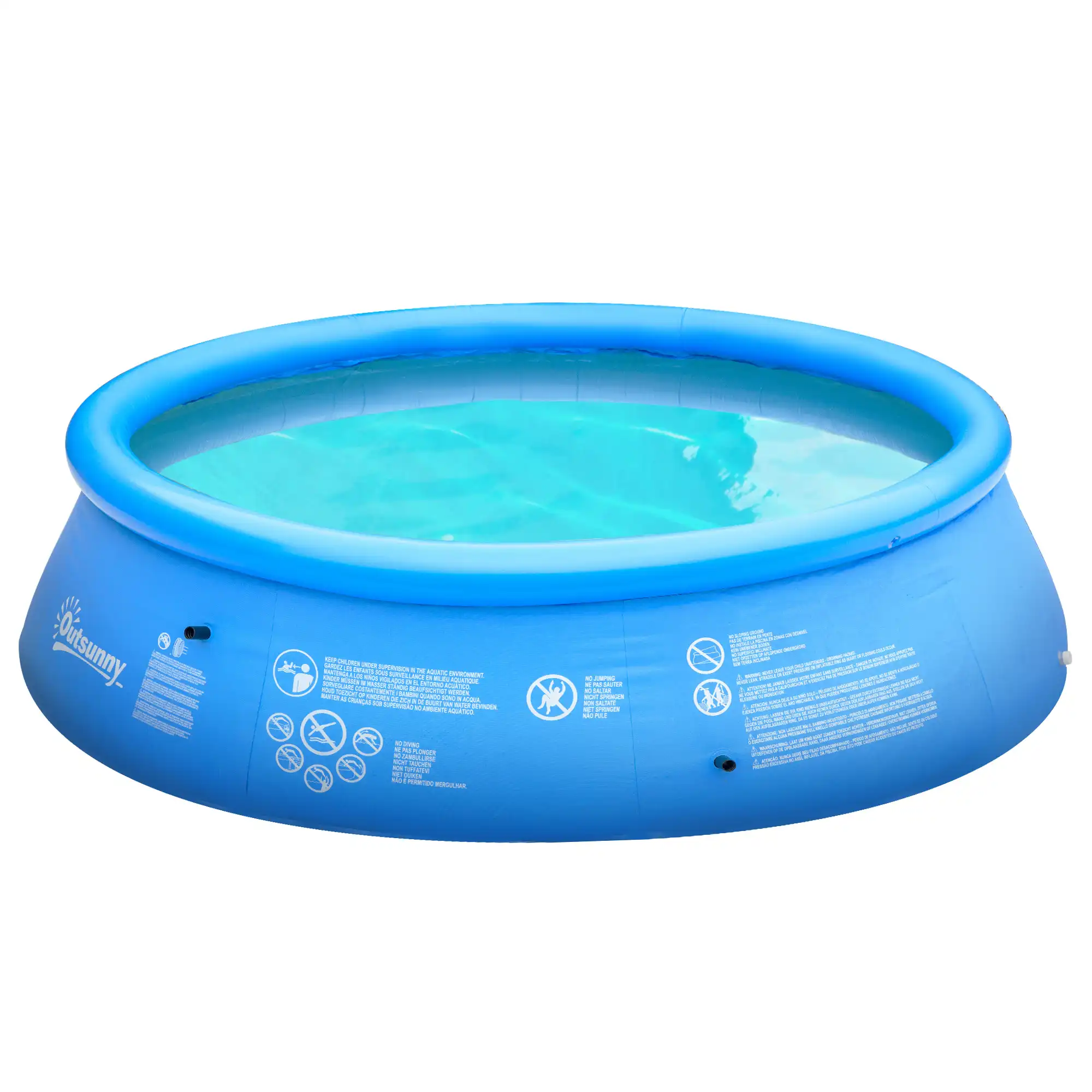 Outsunny Piscina Hinchable Redonda 4.000 Litros Ø274x76 cm para 3-4 Personas Piscina Inflable Familiar Adultos y Niños con Inflador de Mano para Jardín Patio Exterior Azul