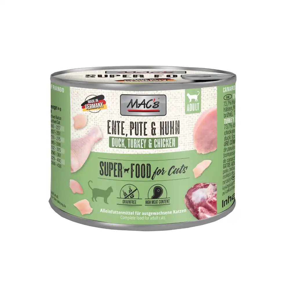 MAC's 6 x 200 g en latas para gatos - Pato, pavo y pollo