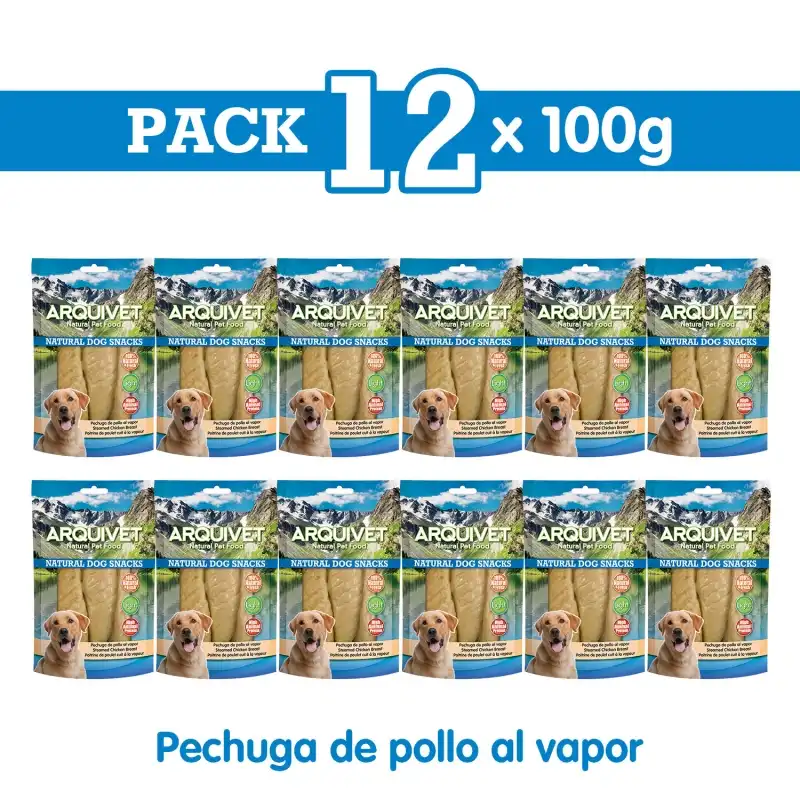 Pechuga de pollo al vapor 100g Snack para perros, Unidades 12 unidades