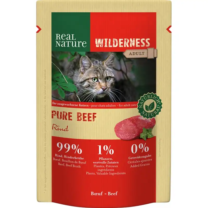 Real Nature Wilderness Para Gatos Bolsitas Ternera, Unidades 1 x 12 sobres 85gr