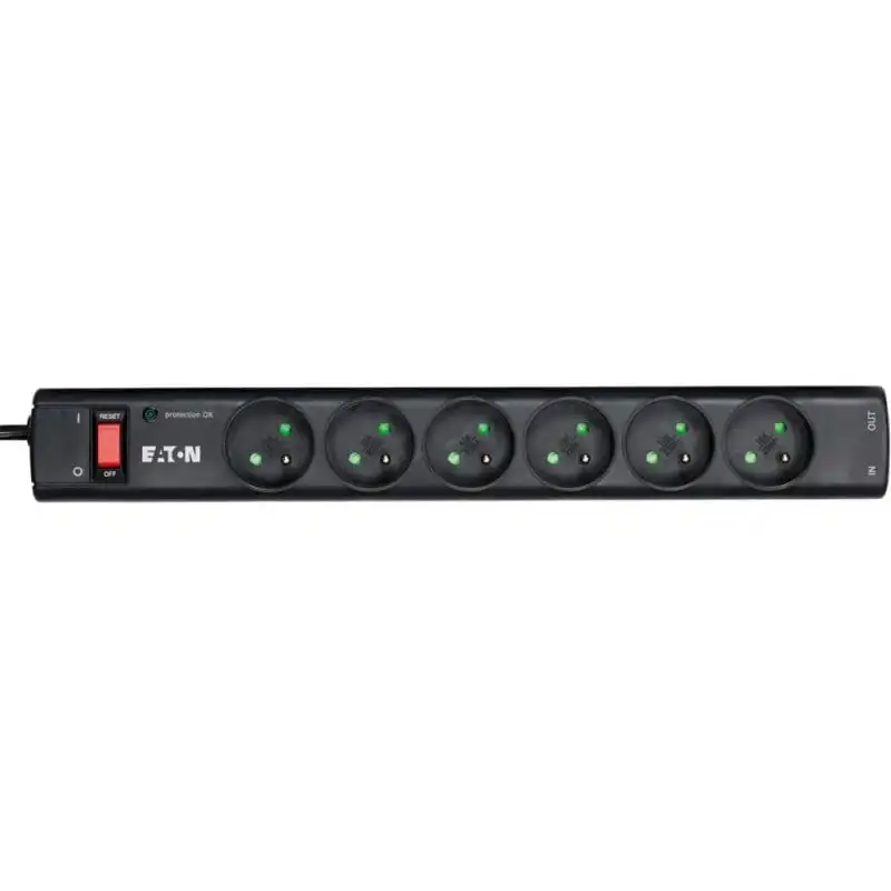 Eaton PS6TF Regleta con Limitador de Tensión 6 Salidas AC Tipo E con RJ11 2500W 1m