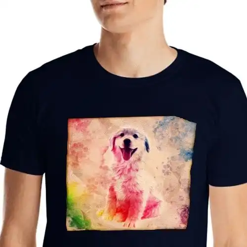 Mascochula camiseta hombre lienzo personalizada con tu mascota azul marino