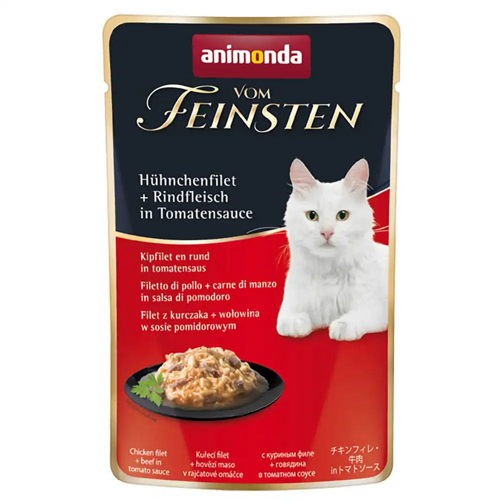 Animonda vom Feinsten Adult en salsa 18 x 50 g - Filete de pollo + carne de vacuno en salsa de tomate