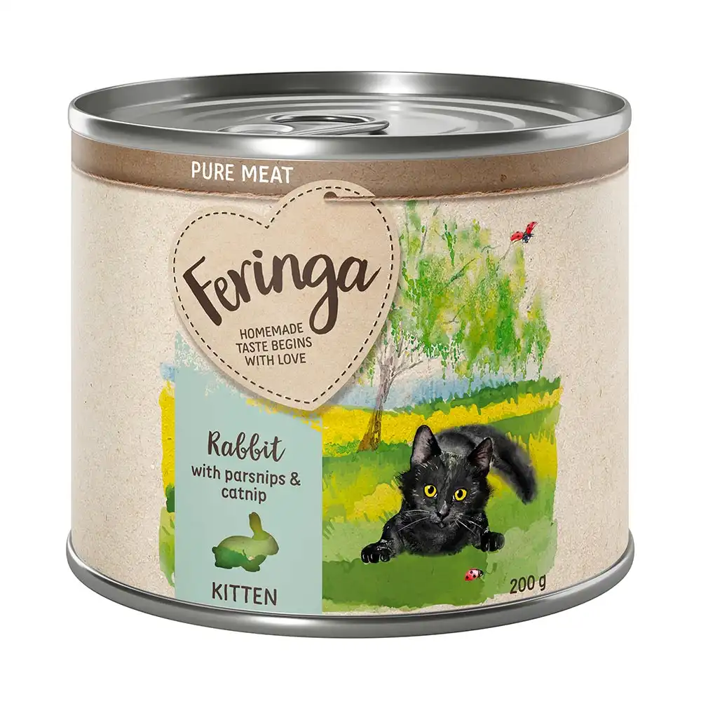 Feringa Pure Meat Kitten 6 x 200 g - Conejo con chirivía y catnip