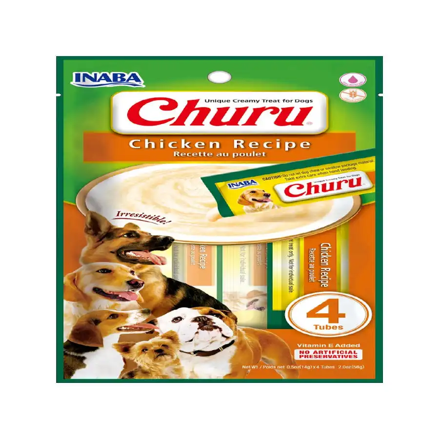 Churu Snack Cremoso Receta de Pollo con Queso para perros – Multipack 12