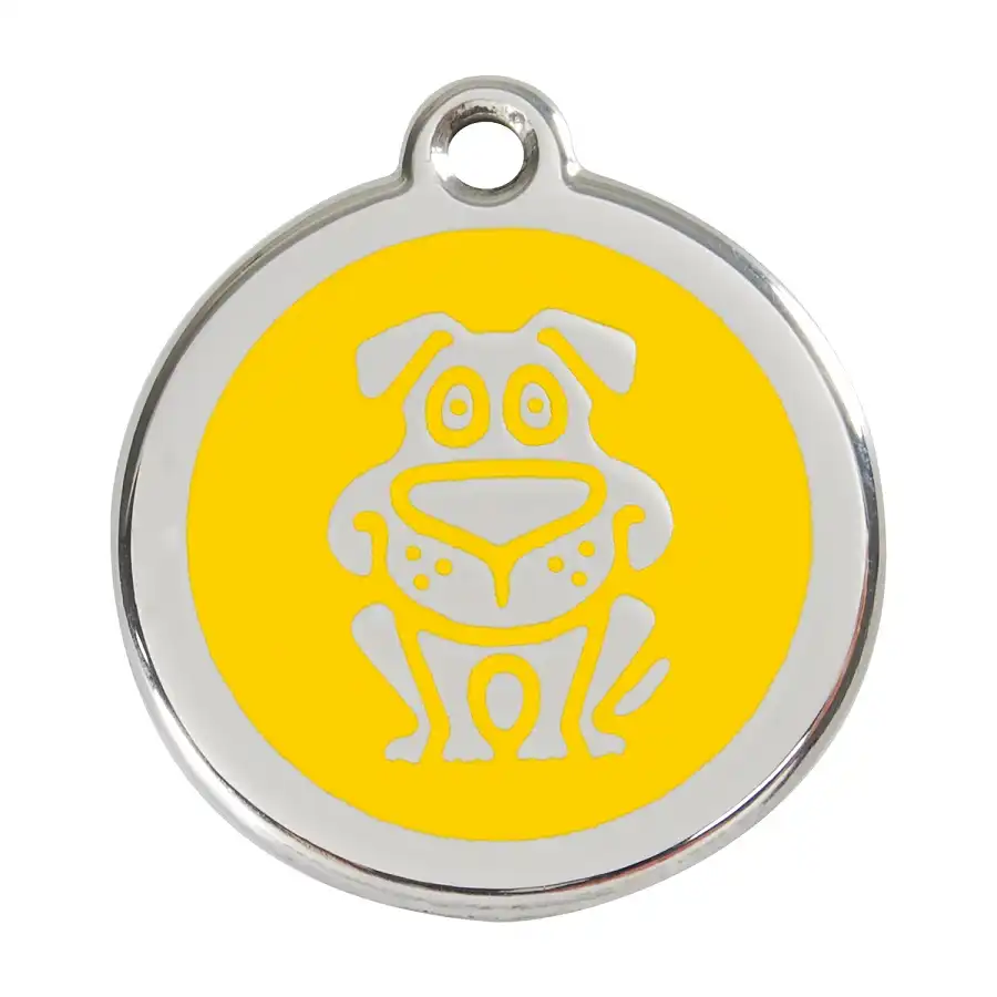 Placa identificativa Acero Inoxidable Esmalte Perro Amarillo para perros