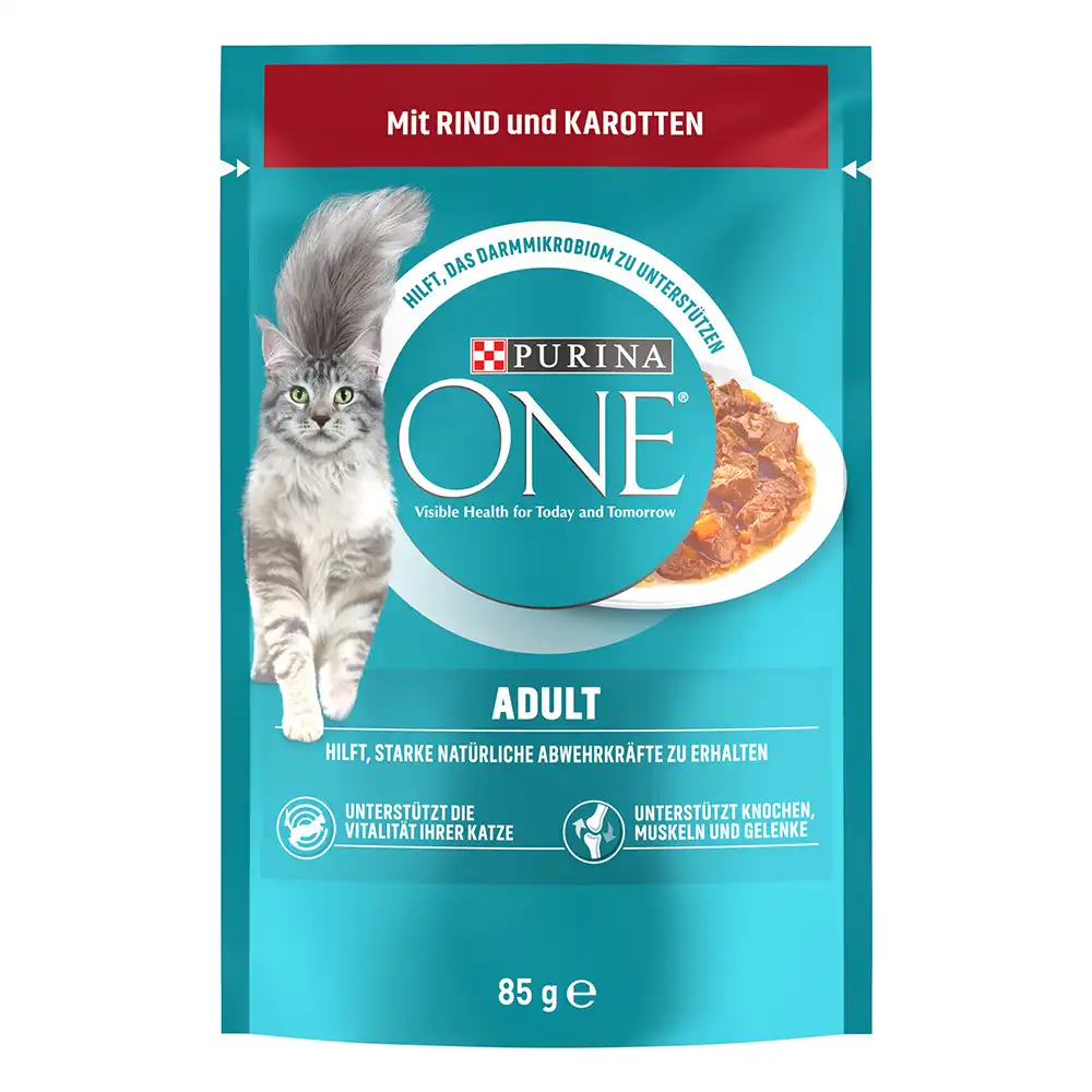 Purina ONE Adulto - 26 x 85 g - Con vacuno y zanahoria