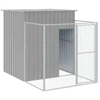 Caseta Perros Corral Acero Galvanizado Gris Claro 165x251x181cm Vidaxl