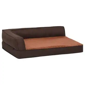 Colchón De Cama De Perro Ergonómico Aspecto Lino Marrón 75x53cm Vidaxl