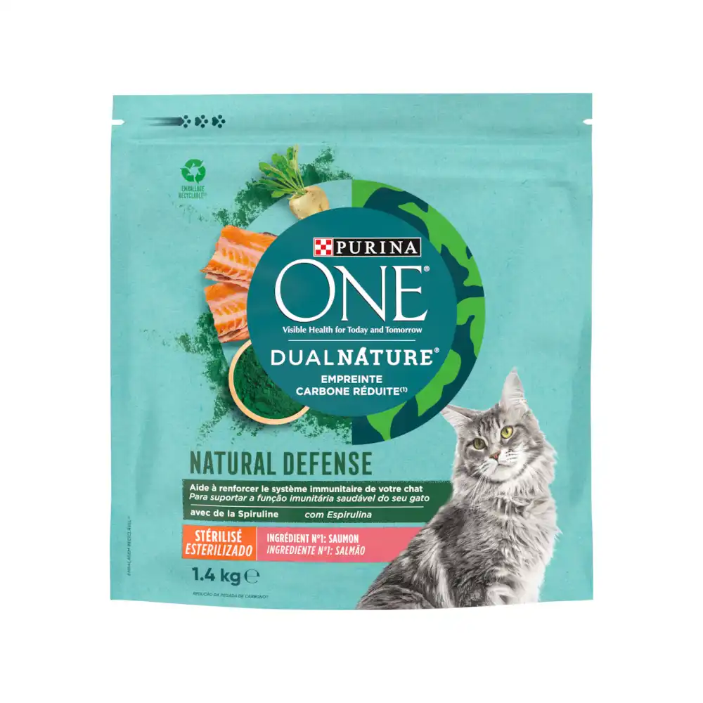 Purina ONE Dual Nature Gatos esterilizados salmón y espirulina - 1,4 kg