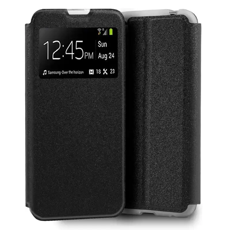 Cool Funda Flip Cover Liso Negro para Xiaomi Mi Note 10 Lite