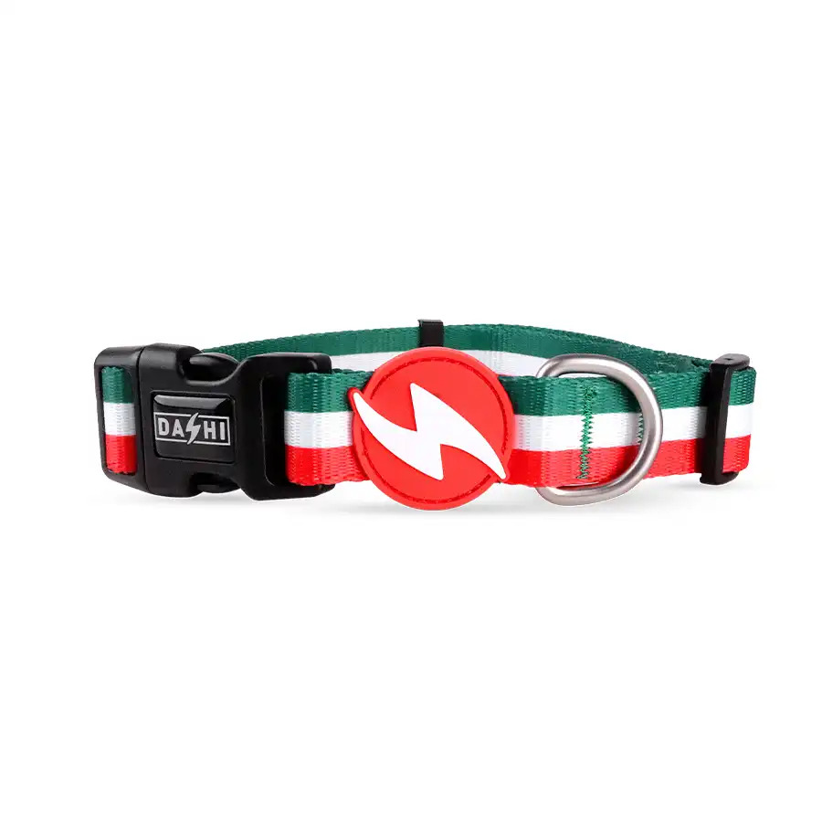 Collar Stripes Green & Rojo para perros Grande