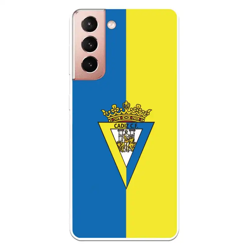 Funda Licencia Oficial Cádiz CF Escudo Fondo Bicolor para Samsung Galaxy S21