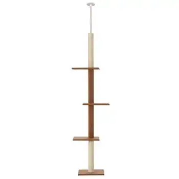 Árbol Gato De Madera Aglomerado Sisal Felpa 43x27x260cm-pawhut.marrón