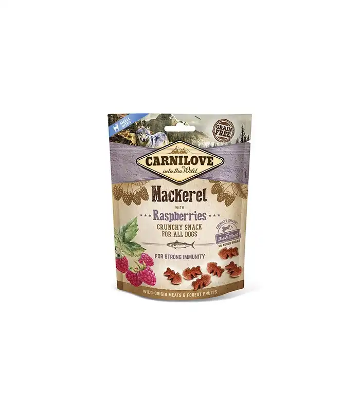 Carnilove Snack Crunchy Caballa con Frambuesas premio crujiente para perro Mackerel & Raspberries 200grs, Unidades 6 Unidades.